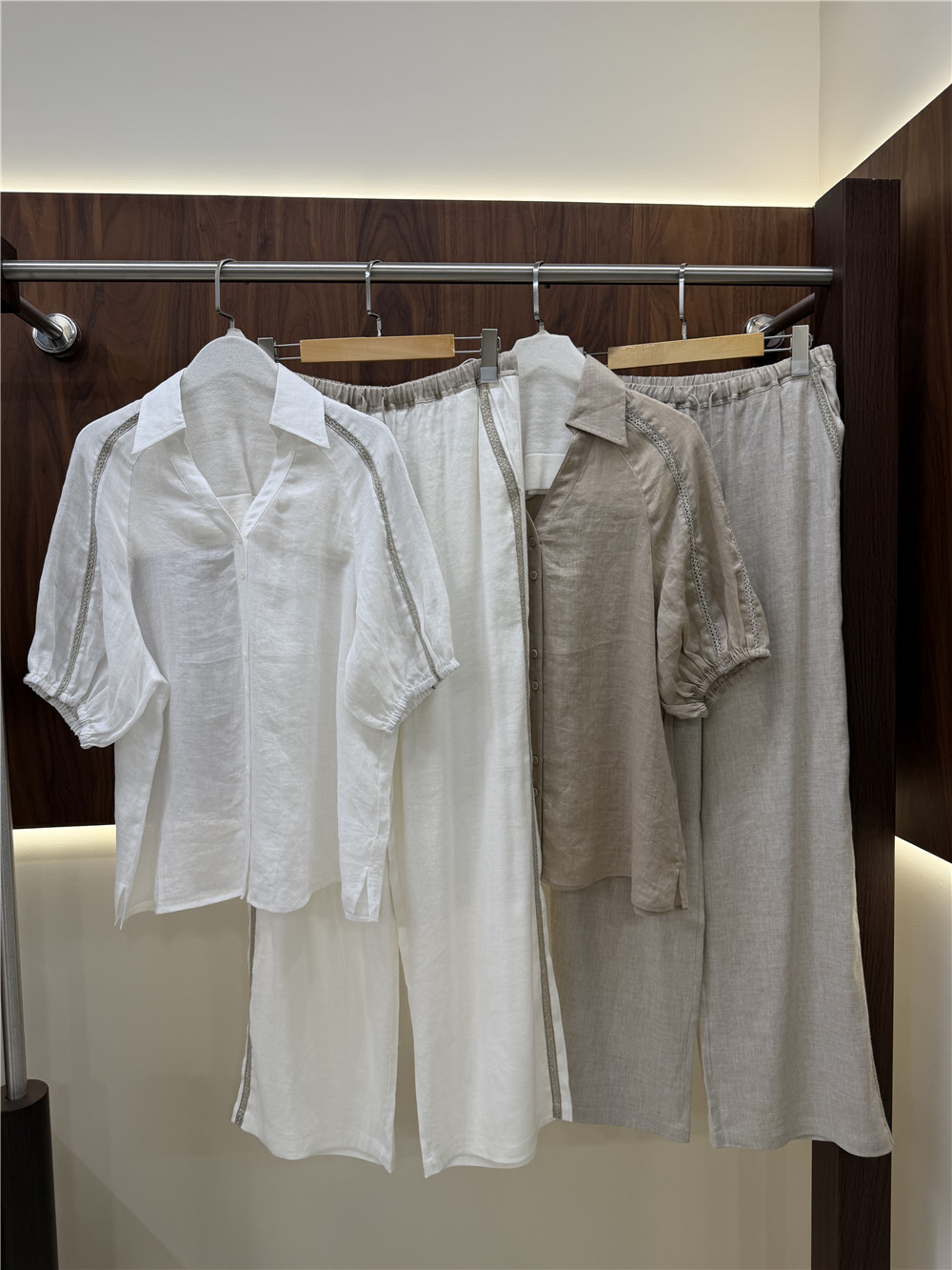 Women's Lape Short-Sleeve Shir - Short Linen Drawstring 评论和价格