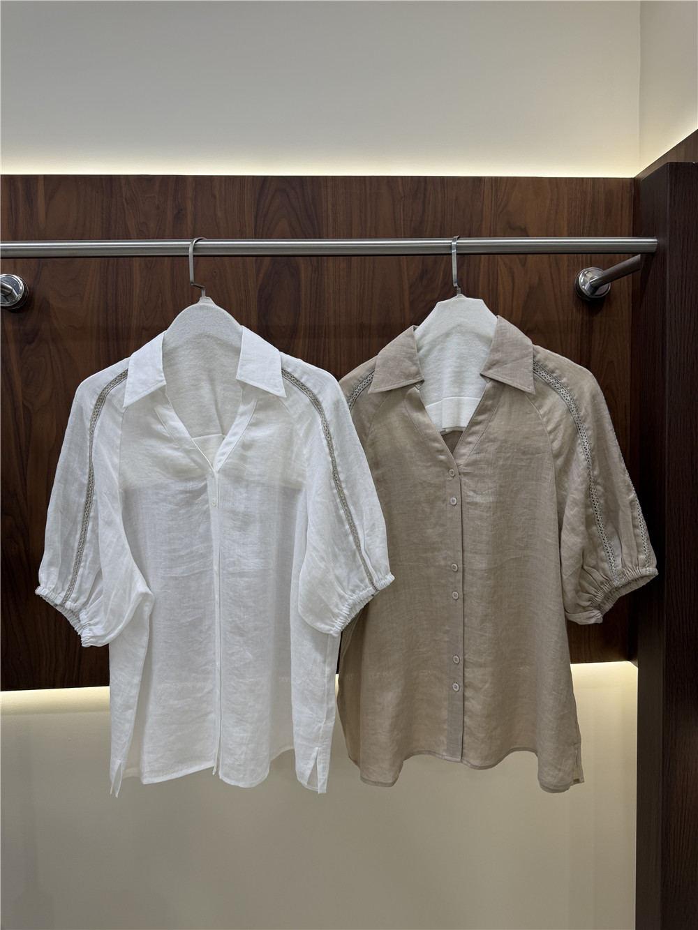 Women's Lape Short-Sleeve Shir - Short Linen Drawstring 评论和价格