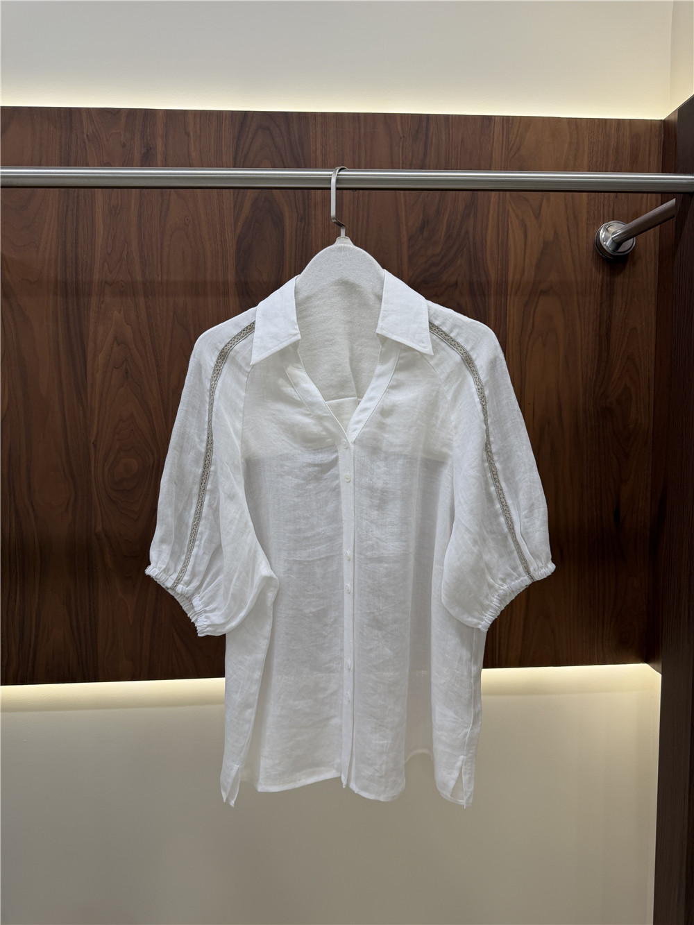 Women's Lape Short-Sleeve Shir - Short Linen Drawstring 评论和价格